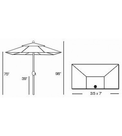 half rectangular patio umbrella with tilt Galtech 772