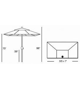 Galtech 772 - 3.5x7 FT Half Wall Commercial Patio Umbrella Sketch