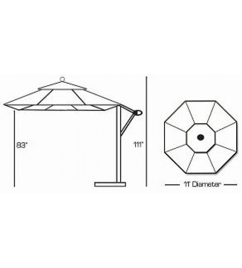 Galtech 887 11' Cantilever Umbrella, Antique Bronze / Henna