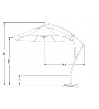 9' Offset Round Umbrella - Polyester Pacifica Fabric Sketch