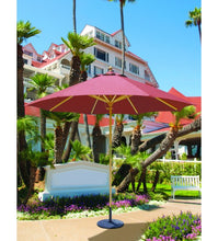 Galtech 131 - Crimson Dupione color 9 FT Wood Market Umbrella