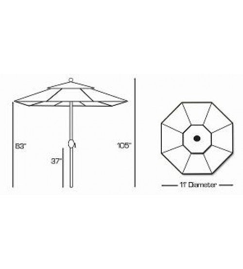 Galtech 986 - 11 FT Auto Tilt Patio Umbrella W/ L.E.D. Lights