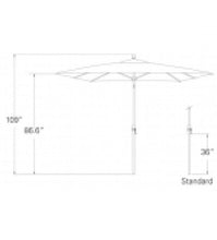 8x10' Rectangular Auto Tilt Market Umbrella Sketch