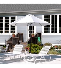 9 FT Commercial Market White Umbrella With Crank, No Tilt