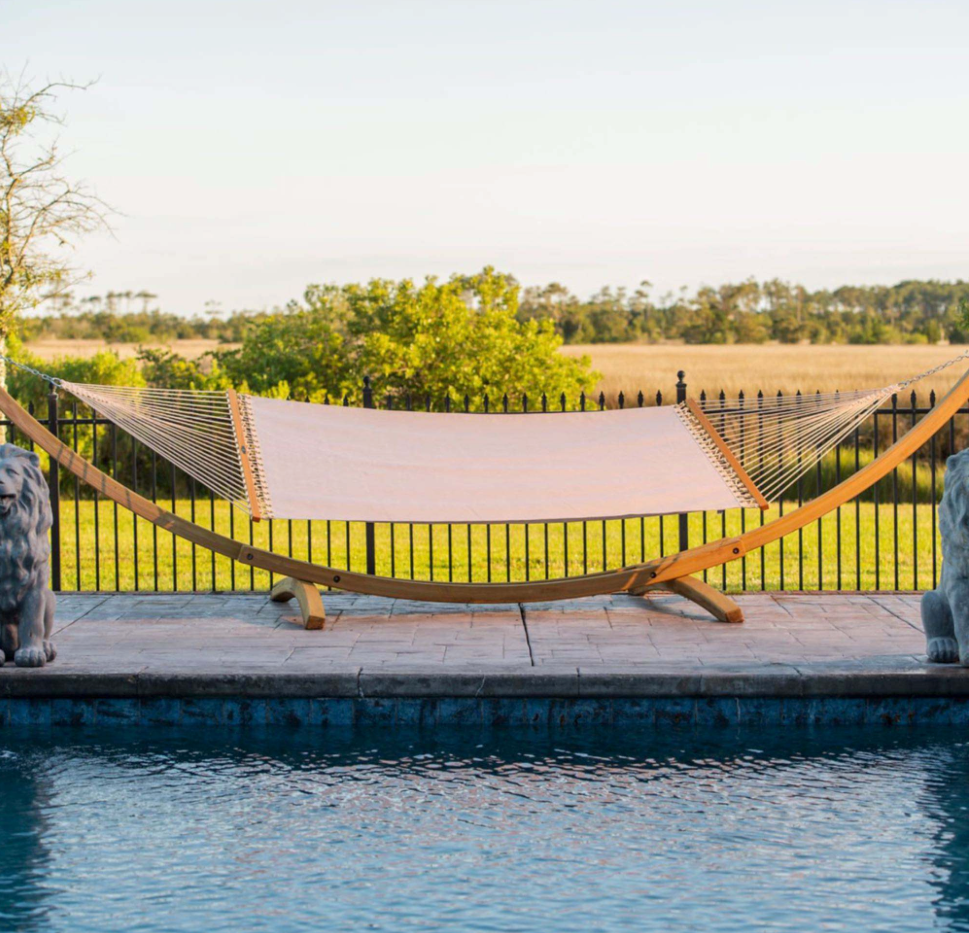 Large Pool Side Hammock - Sunbrella Augustine Oyster