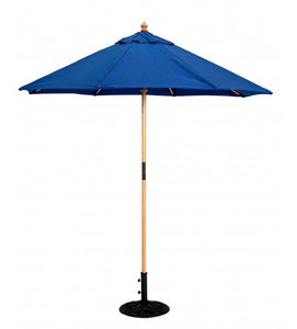 Galtech 121/221 - 7.5 FT Round Wood Cafe Market Umbrella Blue