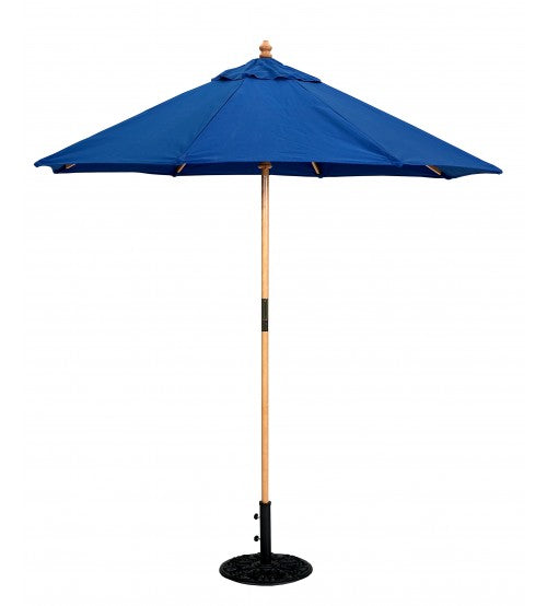 Galtech 121/221 - 7.5 FT Round Wood Cafe Market Umbrella Blue