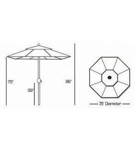 Galtech 7.5' Deluxe Auto-Tilt Umbrella Sketch