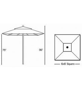 Galtech 6x6 FT Square Commercial Patio Umbrella Sketch