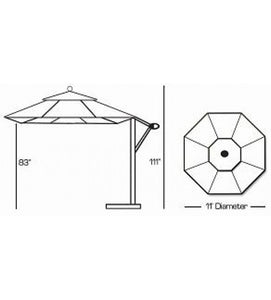 Galtech 887 - 11 FT Octagon Cantilever Patio Umbrella W/ Base sketch
