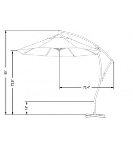 9' Offset Round Umbrella - Polyester Pacifica Fabric Sketch