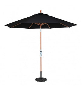 Galtech 537 - Black 9 FT Teak Market Umbrella With Rotational Tilt