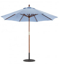 Galtech Air Blue 9 FT Wood Market Umbrella With Pulley Lift