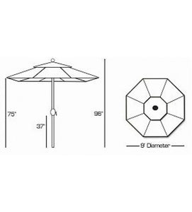 Galtech 936 - 9 FT Auto Tilt Patio Umbrella Sketch