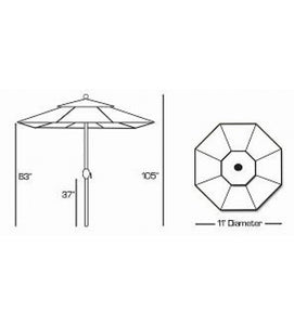Galtech 986 - 11 FT Auto Tilt Patio Umbrella Sketch