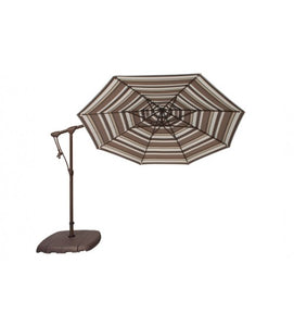  10' Octagon Cantilever Black Latte Stripe Umbrella - O'bravia Polyester Fabric 