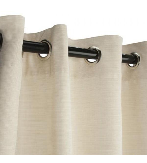 Sunbrella Outdoor Curtain With Nickel Grommets - Dupione Pearl