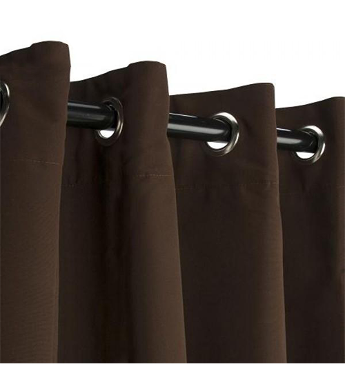 Sunbrella Outdoor Curtain With Nickel Grommets - Bay Brown