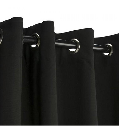 Sunbrella Outdoor Curtain With Nickel Grommets - Black