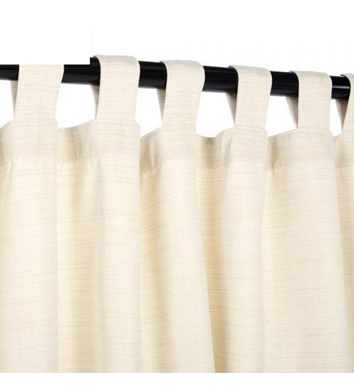 Sunbrella Outdoor Curtain With Tabs - Dupione Pearl