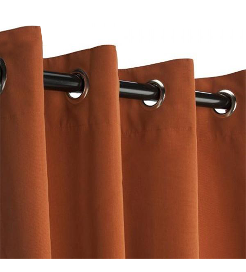 Sunbrella Outdoor Curtain With Nickel Grommets - Rust