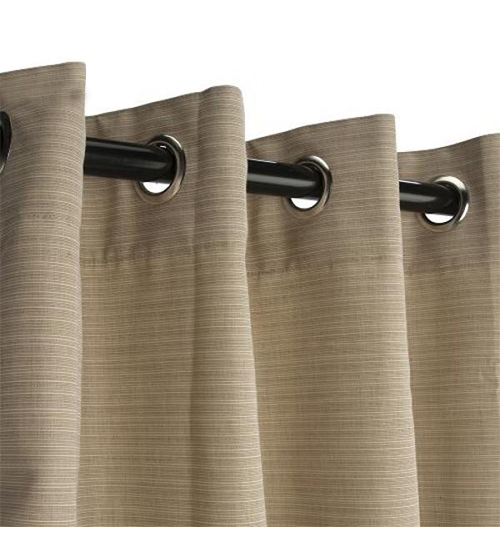 Sunbrella Outdoor Curtain With Nickel Grommets - Dupione Sand