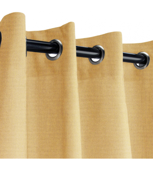 Sunbrella Outdoor Curtain with Nickel Grommets - Canvas Brass