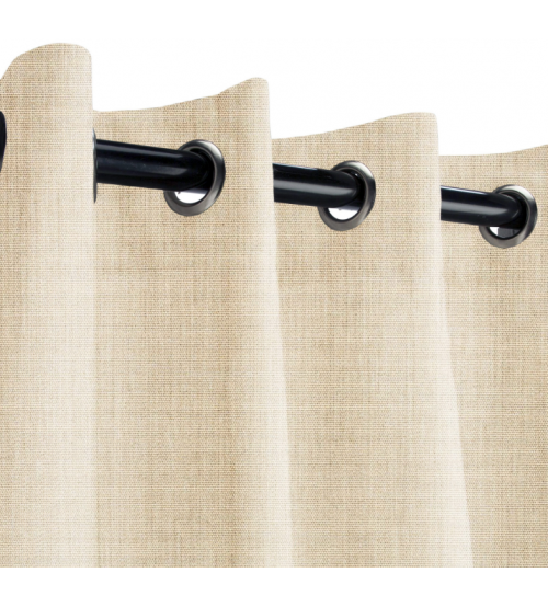 Sunbrella Outdoor Curtain with Nickel Grommets - Canvas Flax