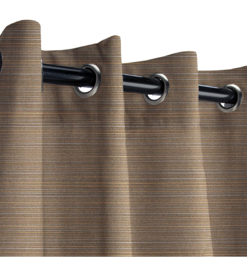 Sunbrella Outdoor Curtain with Nickel Grommets - Dupione Stone